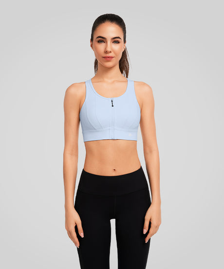 Echo Front Zip Perforerad Solid Vadderad Löpar-BH | Sport-BH med Högt Stöd för Damer