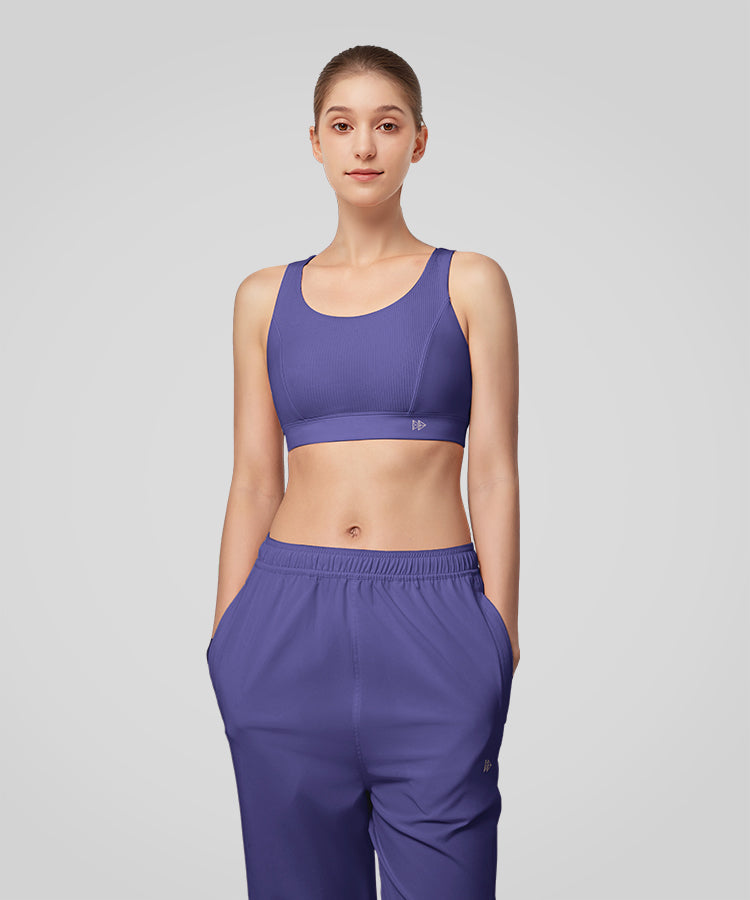 Reggiseno yoga a coste con spalline sottili incrociate Shift | Reggiseno sportivo a supporto leggero da donna