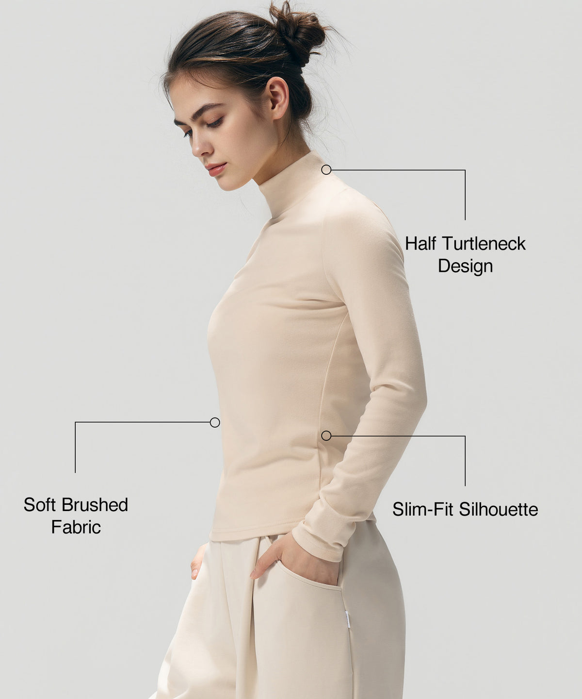 Anywhere™ Cozy Stretch Mock Neck Long Sleeve Tee | Women's Long Sleeve T-shirt