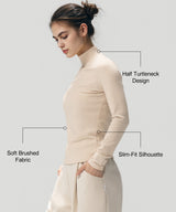 Anywhere™ Cozy Stretch Mock Neck Long Sleeve Tee | Women's Long Sleeve T-shirt