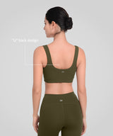 Gerippter Shift-Yoga-BH mit tiefem U-Rücken und Polsterung | Leicht stützender Sport-BH für Damen