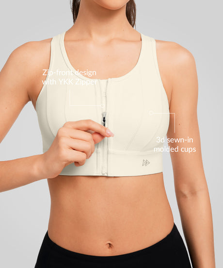 Echo™ Front Zip Perforated Solid Padded Running Bra | Women's High Support Sports Bra - image 2