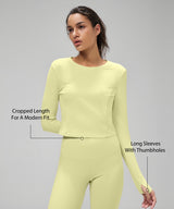 Anywhere™ Lightweight Drawstring Long sleeves Yoga Tee| Women's Sports T-shirt