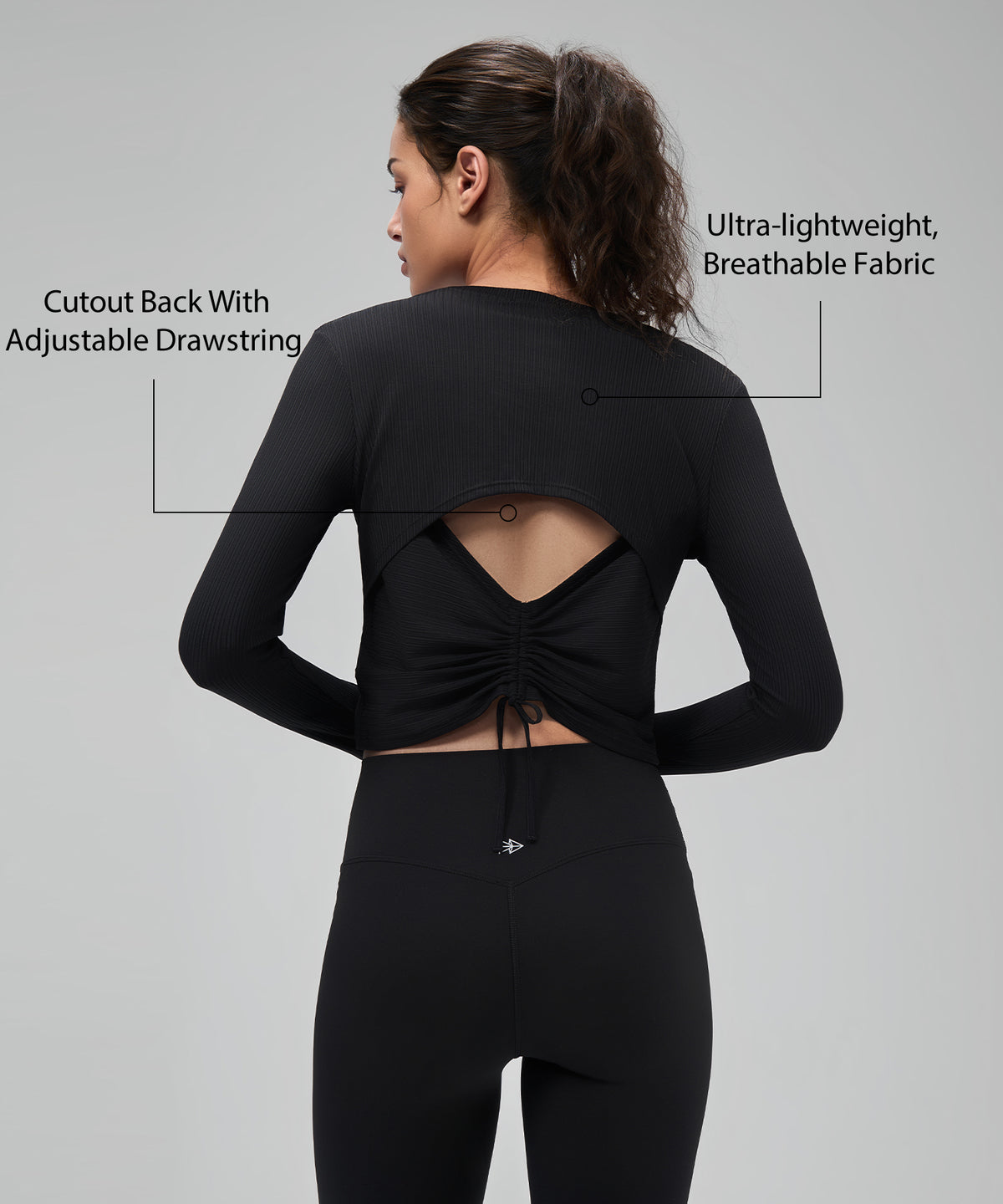 Anywhere™ Lightweight Drawstring Long sleeves Yoga Tee| Women's Sports T-shirt