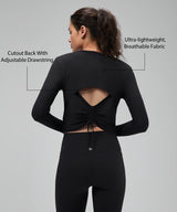 Anywhere™ Lightweight Drawstring Long sleeves Yoga Tee| Women's Sports T-shirt