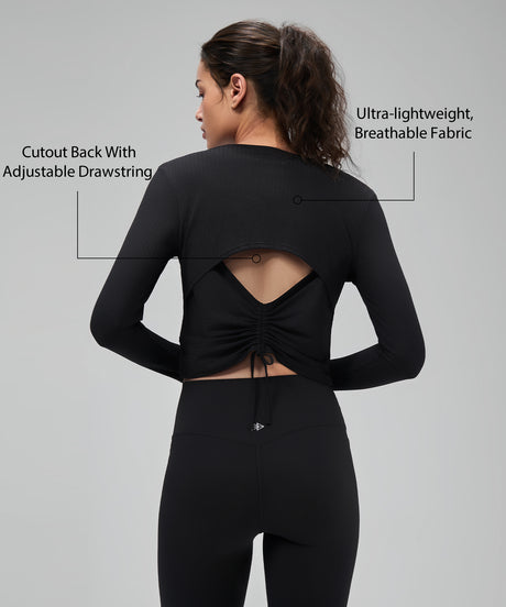 Anywhere™ Lightweight Drawstring Long sleeves Yoga Tee| Women's Sports T-shirt - image 2