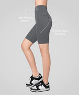 Echo Stretchy High Waist Shorts mit Seitentaschen 9'' | Damen Laufshorts mit starkem Halt