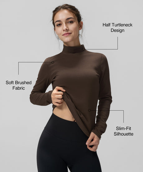Anywhere™ Cozy Stretch Mock Neck Long Sleeve Tee | Women's Long Sleeve T-shirt - image 2