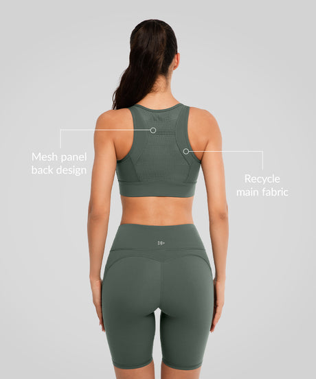 Echo™ Front Zip Perforated Solid Padded Running Bra | Women's High Support Sports Bra - image 2