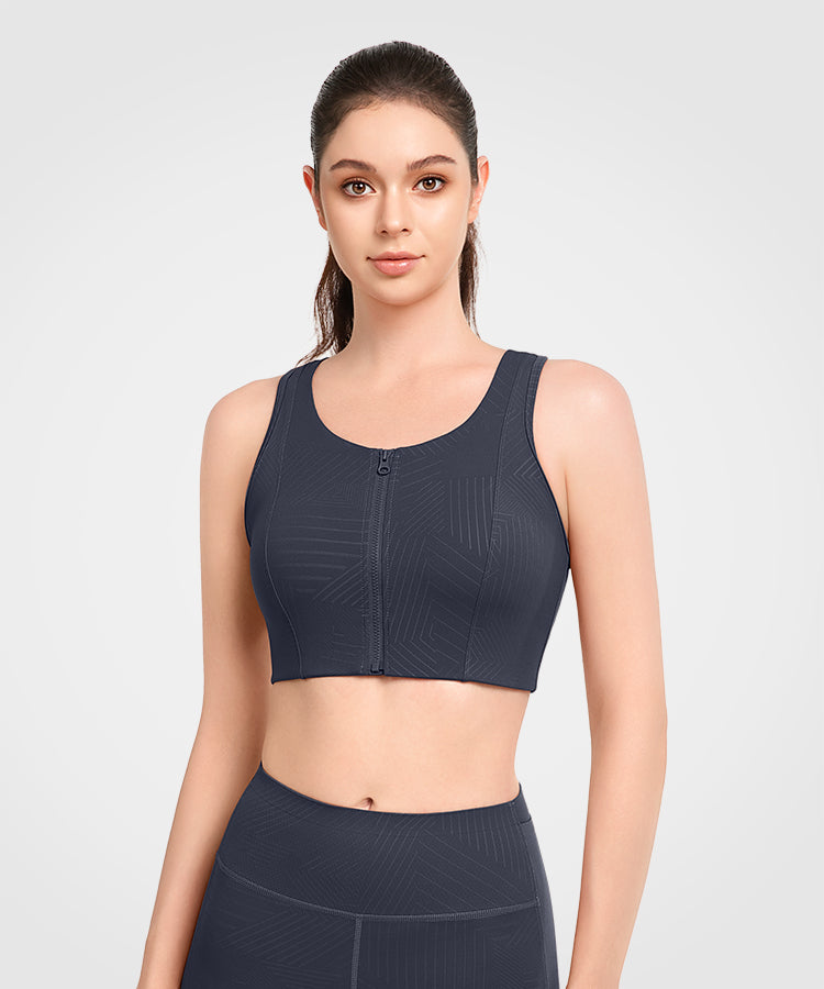 Reggiseno da corsa imbottito perforato con cerniera frontale Echo | Reggiseno sportivo ad alto sostegno da donna