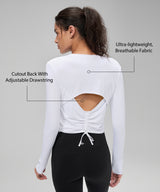 Anywhere™ Lightweight Drawstring Long sleeves Yoga Tee| Women's Sports T-shirt