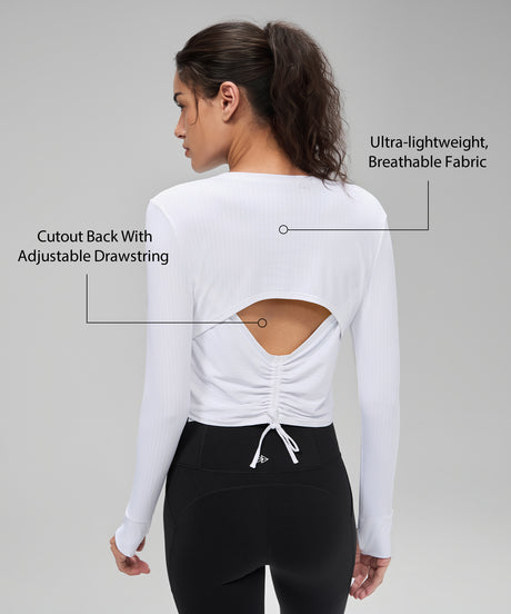 Anywhere™ Lightweight Drawstring Long sleeves Yoga Tee| Women's Sports T-shirt - image 2