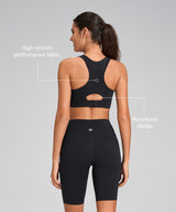 Enfold™ Round Neck Front Mesh Sports Bra | Women's High Support Sports Bra