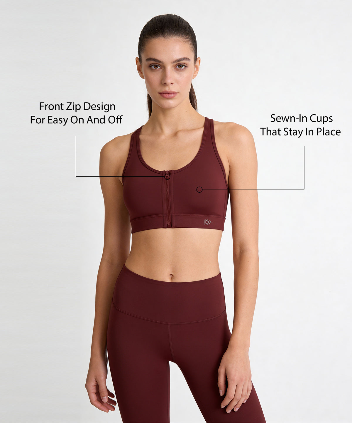 Shift™ Front Zip Sewn-in Pads Racerback Running Bra | Women's High Support Sports Bra