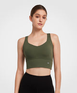 Shift™ Scoop Neckline Longline Mesh Padded Yoga Bra | Women's Light Support Sports Bra