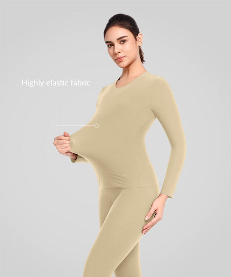 Shift™ Super Soft Stretchy Solid Color Thermal Underwear Set| Women's Long Sleeve T-shirt - image 2
