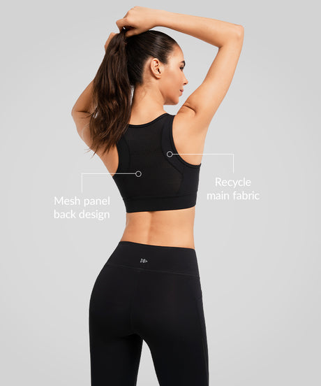 Echo™ Front Zip Perforated Solid Padded Running Bra | Women's High Support Sports Bra - image 2