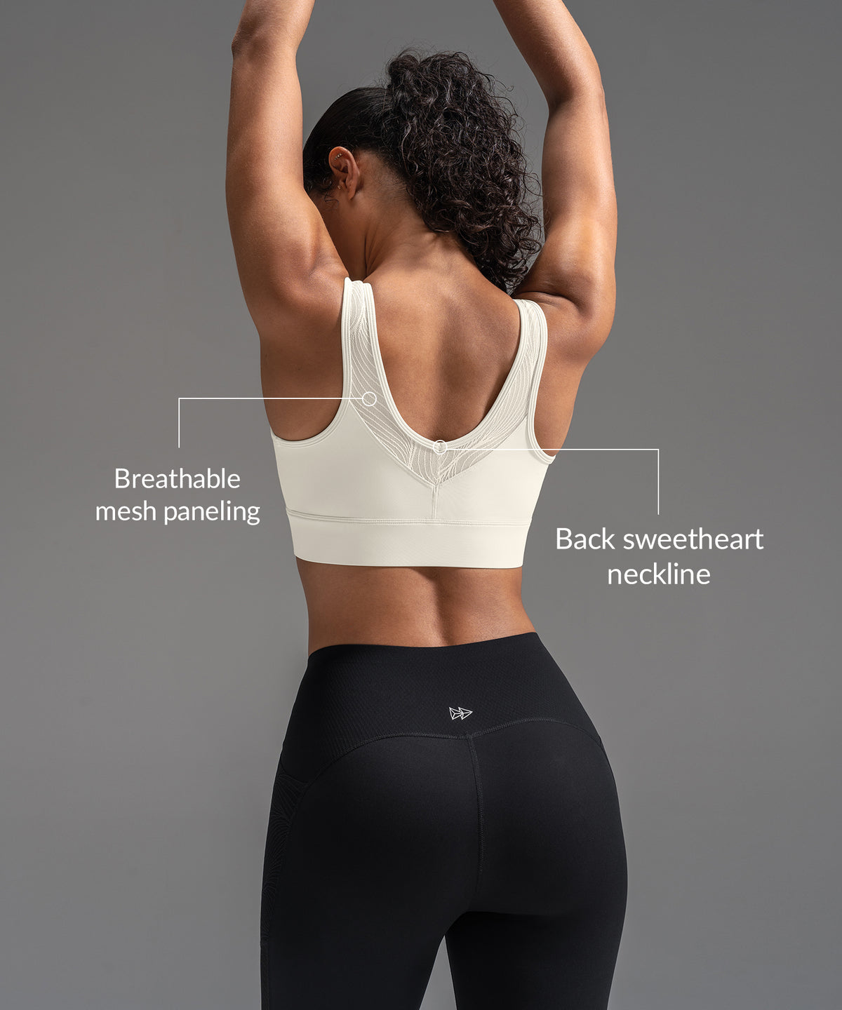 Power Mesh Sweetheart Neck Back Sport-bh | Sport-bh med högt stöd för kvinnor