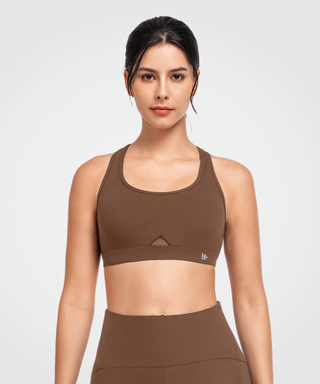 Reggiseno yoga imbottito con scollo a barchetta e cut-out | Reggiseno sportivo con supporto leggero da donna