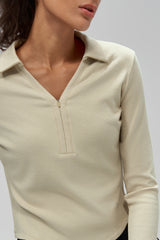 Anywhere™ Brushed Half-Zip Long Sleeve Crop Top | Women's Long Sleeve T-shirt