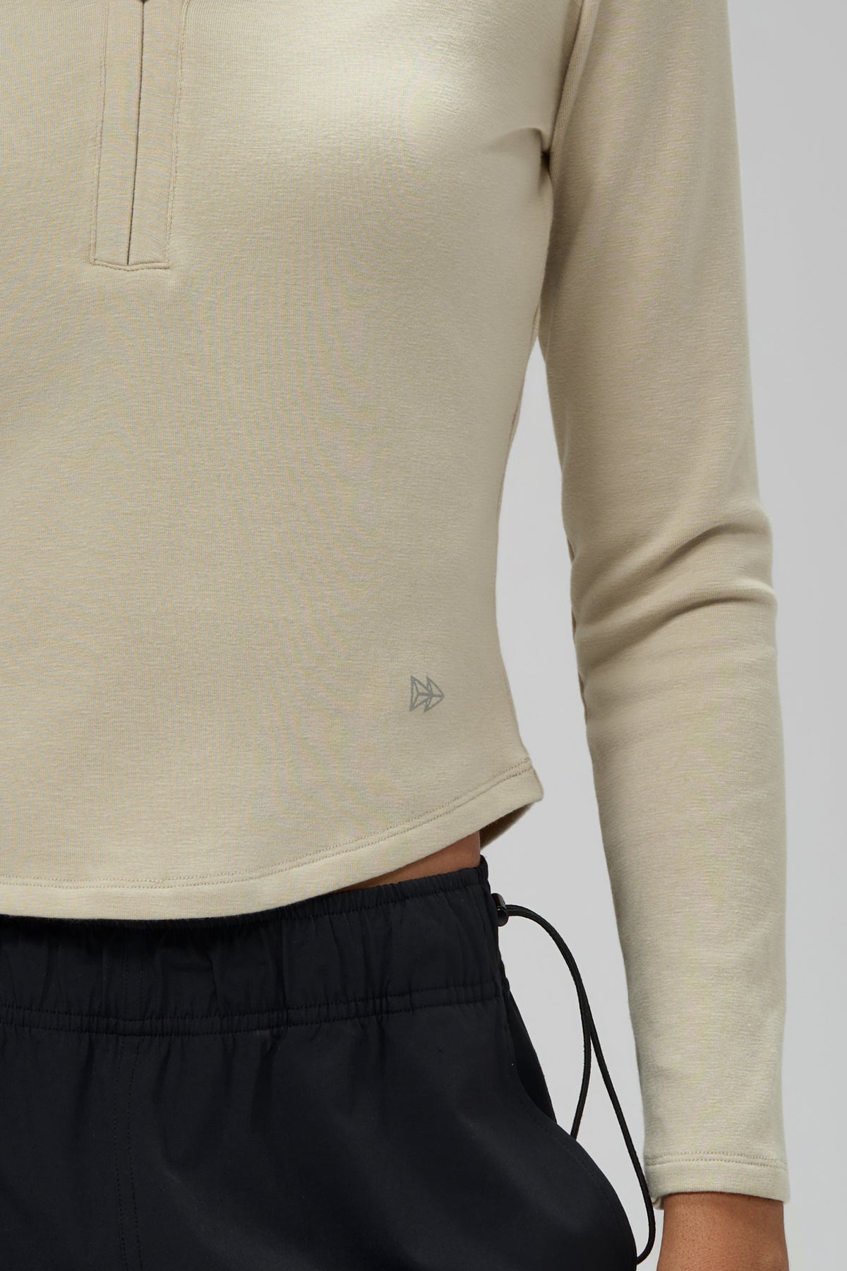 Anywhere™ Brushed Half-Zip Long Sleeve Crop Top | Women's Long Sleeve T-shirt
