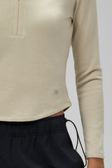Anywhere™ Brushed Half-Zip Long Sleeve Crop Top | Women's Long Sleeve T-shirt