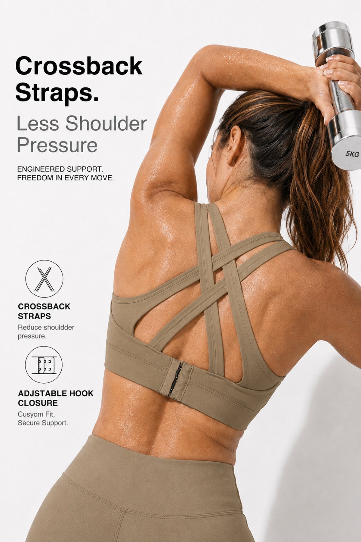 Power Cross Back gepolsterter Lauf-BH | Sport-BH mit starkem Halt für Damen