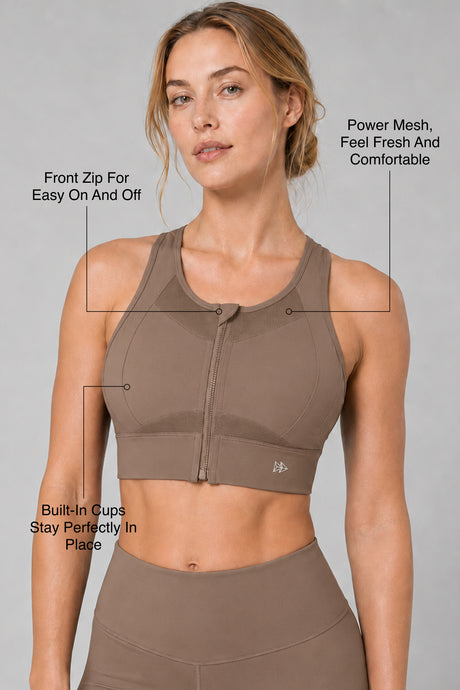Sculpt™ Zip-Front Full-Back Mesh Racerback Sports Bra | High-Impact Support for Running, Gym & Training - image 26