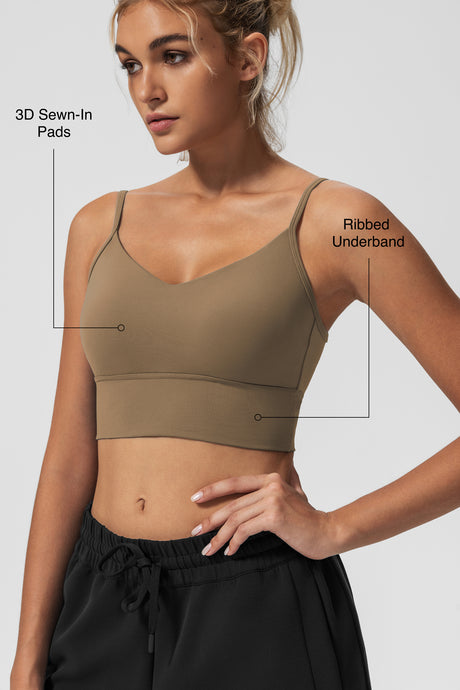 Echo V-ringad ribbad vadderad yoga-bh | Sport-bh med lätt stöd för kvinnor - image 3
