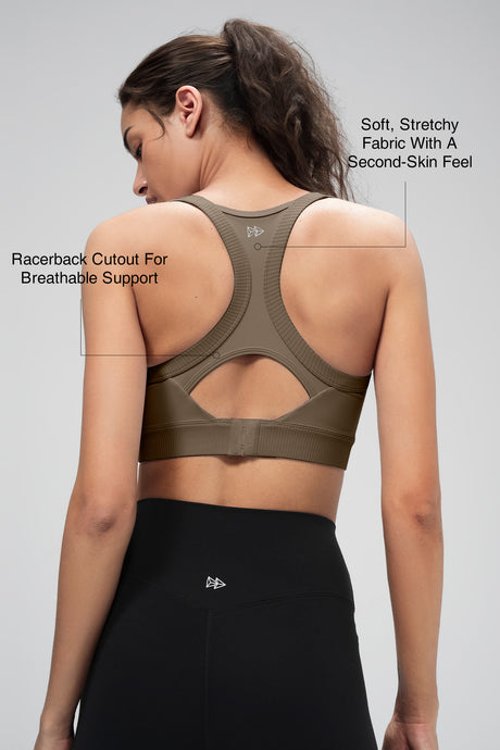 Shift™ Ribbed Sewn-in Pads Racerback Running Bra | Women's High Support Sports Bra - image 2