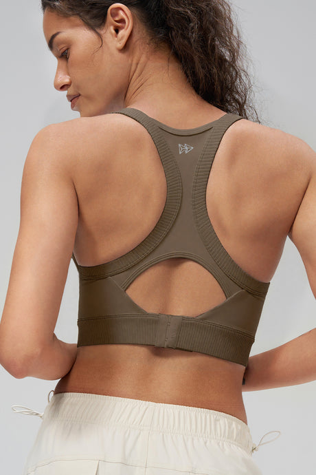 Shift™ Ribbed Sewn-in Pads Racerback Running Bra | Women's High Support Sports Bra - image 5