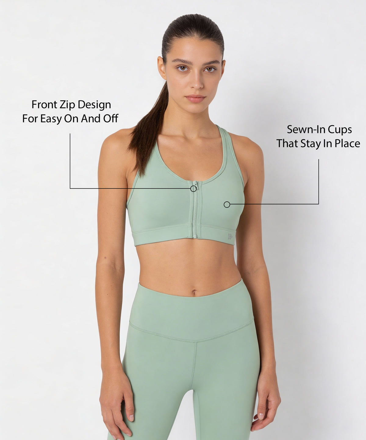 Shift™ Front Zip Sewn-in Pads Racerback Running Bra | Women's High Support Sports Bra