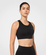 Hollow Back Front Zip Jacquard Padded Running Bra | Women's High Support Sports Bra