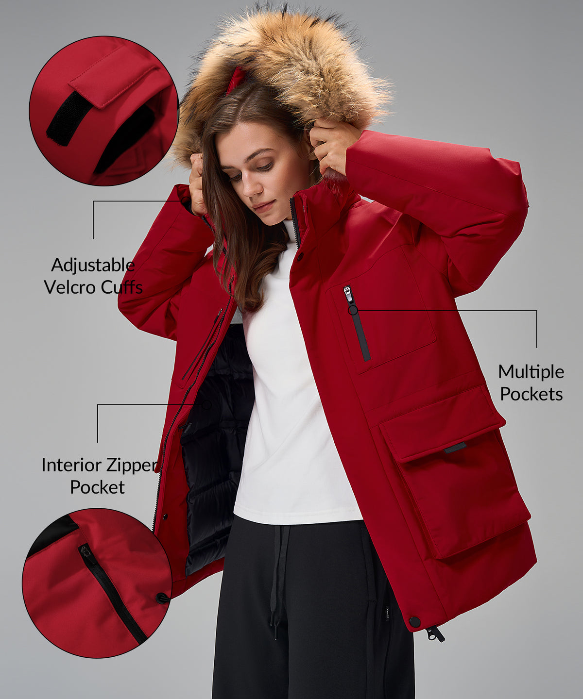 Anywhere Parka Daunenjacke mit mehreren Taschen | Isolierte Damenjacken