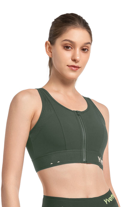 Reggiseno da corsa imbottito con zip frontale in rete e logo Echo | Reggiseno sportivo ad alto sostegno da donna