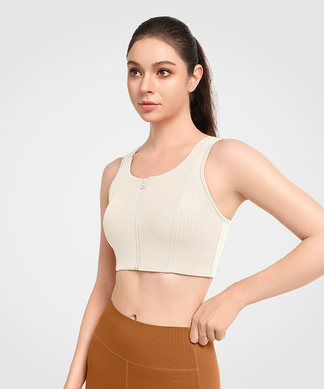 Reggiseno da corsa imbottito perforato con cerniera frontale Echo | Reggiseno sportivo ad alto sostegno da donna - image 3