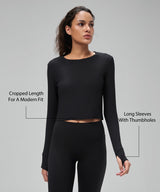 Anywhere™ Lightweight Drawstring Long sleeves Yoga Tee| Women's Sports T-shirt