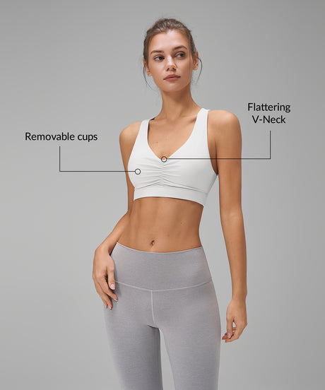 Anywhere™ Crisscross Removable Pads V-Neck Yoga Bra | Women's Light Support Sports Bra - image 3