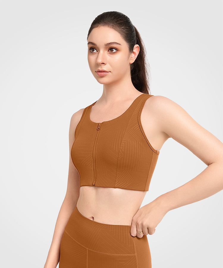 Echo™ Front Zip Keyhole Perforated Padded Running Bra | Women's High Support Sports Bra