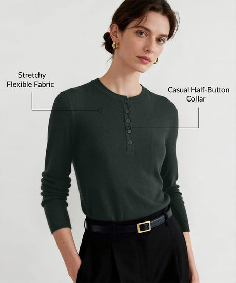 Anywhere™ Casual Half-Button Collar Long Sleeve Shirt | Women's Long Sleeve T-shirt - image 3