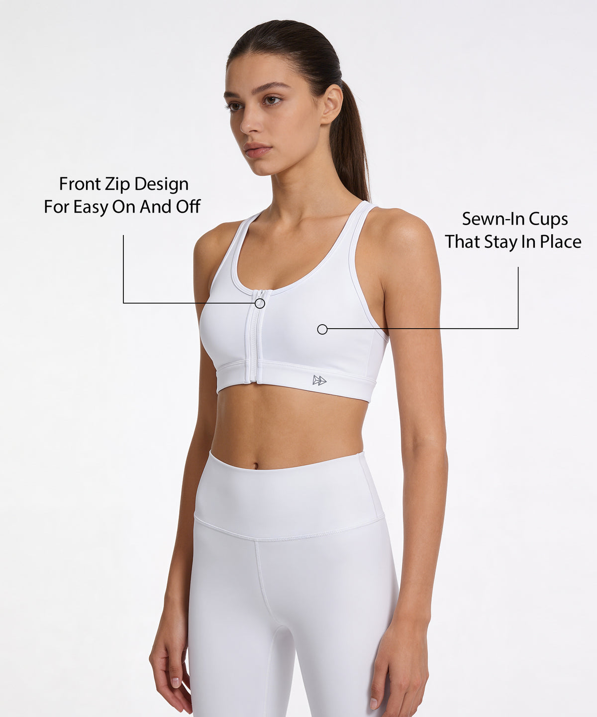 Shift™ Front Zip Sewn-in Pads Racerback Running Bra | Women's High Support Sports Bra