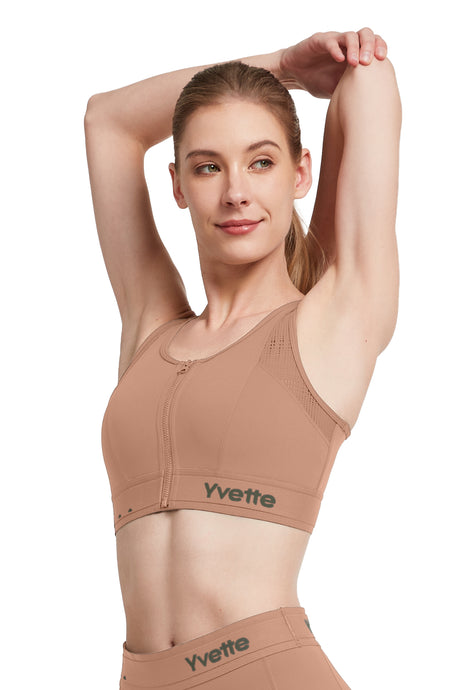Reggiseno da corsa imbottito con zip frontale in rete e logo Echo | Reggiseno sportivo ad alto sostegno da donna - image 3