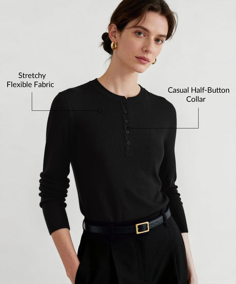 Lässiges Langarmhemd mit halber Knopfleiste für jeden Anlass | Damen-Langarmshirt - image 2