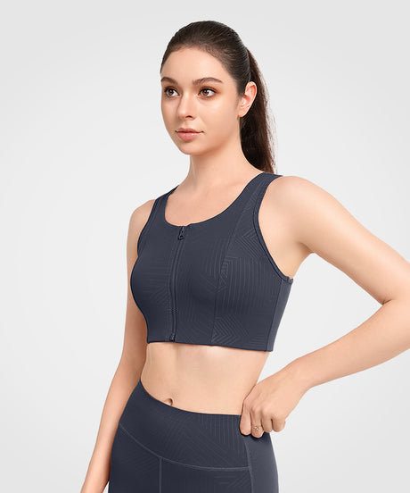 Reggiseno da corsa imbottito perforato con cerniera frontale Echo | Reggiseno sportivo ad alto sostegno da donna - image 3