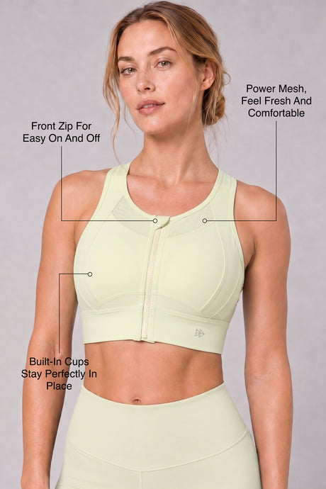 Sculpt™ Zip Front Breathable Racerback High Support Running Bra | Women's High Support Sports Bra - image 2