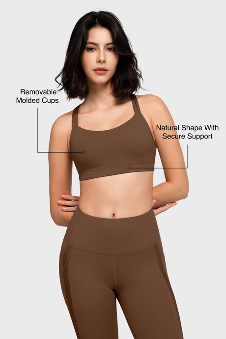 Reggiseno yoga imbottito con scollo a barchetta e doppie spalline | Reggiseno sportivo con supporto leggero da donna - image 3