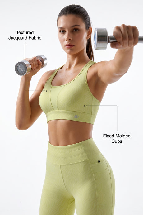 Power™ Racerback Double-Strap Jacquard Sports Bra | High-Impact Support with Full Coverage for Running, HIIT, Yoga & Training - image 3
