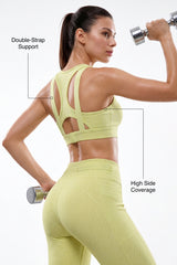 Power™ Racerback Double-Strap Jacquard Sports Bra | High-Impact Support with Full Coverage for Running, HIIT, Yoga & Training