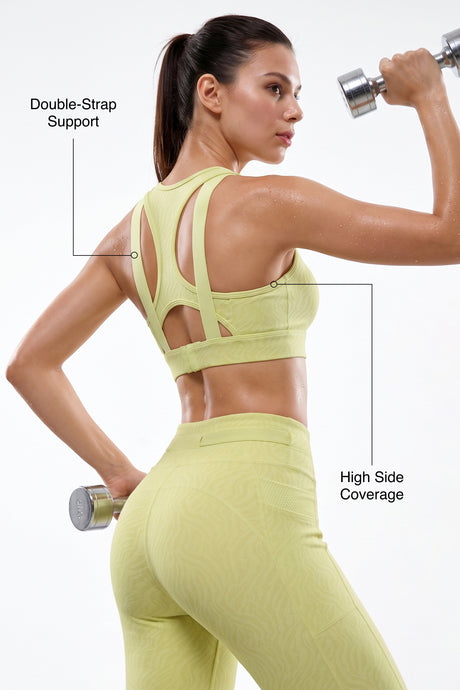 Power™ Racerback Double-Strap Jacquard Sports Bra | High-Impact Support with Full Coverage for Running, HIIT, Yoga & Training - image 2