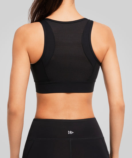 Echo™ Front Zip Perforated Solid Padded Running Bra | Women's High Support Sports Bra - image 4